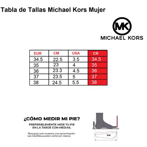 tallas de zapatos Michael Kors